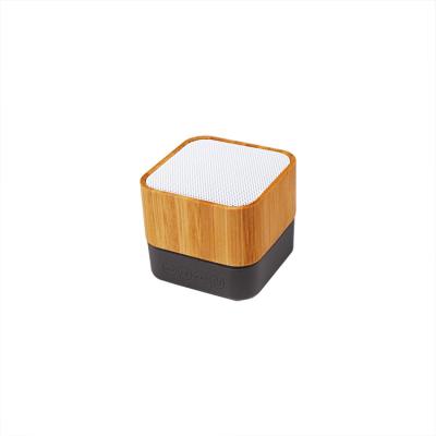 China 2021 hot selling special function design square 5W bamboo wireless speaker phone music player for promotion gifts for sale