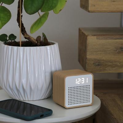 China Wireless Eco Friendly Wooden Wireless Speaker With Digital Clock CE ROSH FCC for sale