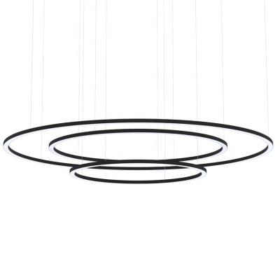 China Modern Home Decor Hotel Living Room Aluminum Ring Circle Chandelier Black Round Ceiling Led Pendant Light Decoration for sale