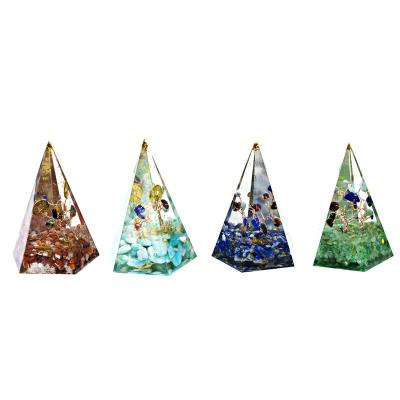 China Wholesale China Natural Pyramid Gem Crystals Healing Stones Reiki Seven Chakra Orgonite for Meditation for sale