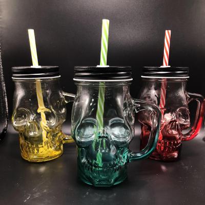 China Viable Wholesale Colorful Gradient Skulls Shape Mugs Blue Glass Water Bottle for sale