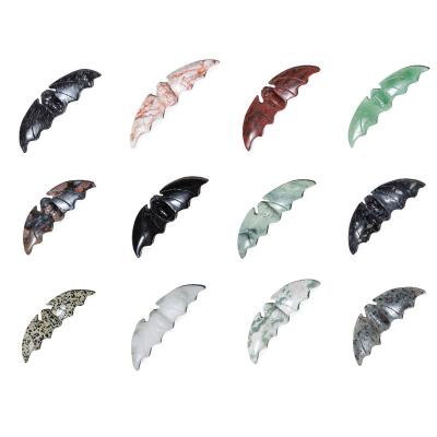 China Crystal Carving Animals Various Gemstones Global Natural Amethyst Obsidian Bat for Halloween à venda