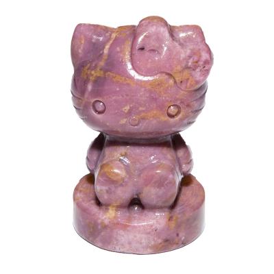 China Global Wholesale Natural Quartz Hello Kitty For Healing Folk Crafts Crystal Carving Tiger Eye Rose en venta