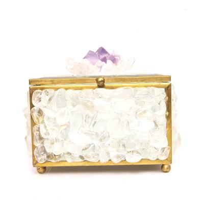 China Beautiful Natural White Paste Amethyst Glass Decorative Jewelry Box For Gifts for sale