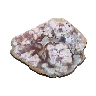 China Natural Cherry Blossom Sakura Agate Slab Flower Agate Slice Healing Stone From China for sale