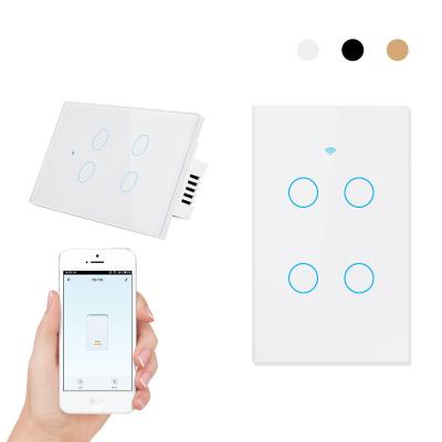 China US Standard Touch WIFI Smart Radio Smart Radio Plastic 1/2/3/4gang APP Remote Control Glass Panel+Switch Panel+Lamp for sale