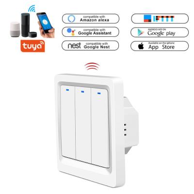 China Smart Home Automation System Smart Home Automation System Supplier Lsps5-86-3 110v 220v 3gang Tuya Wifi Push Button Switch for Voice and Remote Control Wholesale for sale