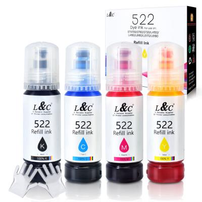 China L&C 103 Refill T103 104 T104 522 T522 Ink Dye Ink For Epson L3100 L3110 L3111 L3150 L3151 ET-2710 ET-2711 522 Printer for sale