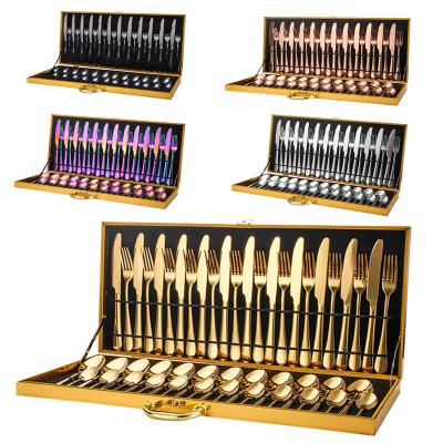 China Sustainable Cutlery 48pcs Gold Plated 72 Pieces Stainless Steel Cutlery Set With Case for sale