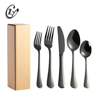 China Viable factory direct wholesale dessert spoon dessert fork flat dinnerware sets stainless steel 20/30 piece cutlery sets with Kraft paper box for sale