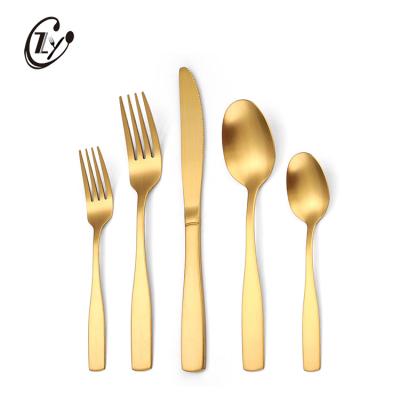 China Sustainable Restaurant Dinnerware Matte Black Gold Cutlery Stainless Steel 18/0 Flatware Copper Set For Wedding for sale