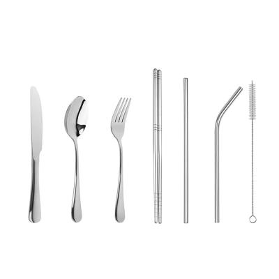 China Travel Viable Cutlery Set 304 Stainless Steel Fork Knife Spoon 18/10 Portable Flatware Set for sale