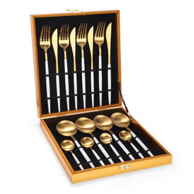 China Durable Classic Stainless Steel Cutlery Box Cutlery Handle Set Black/White/Blue/Pink Set for sale