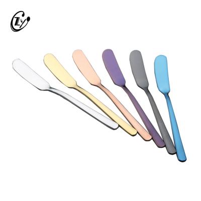 China Viable wholesale silver, gold, rose gold, purple and black stainless steel butter knife for sale