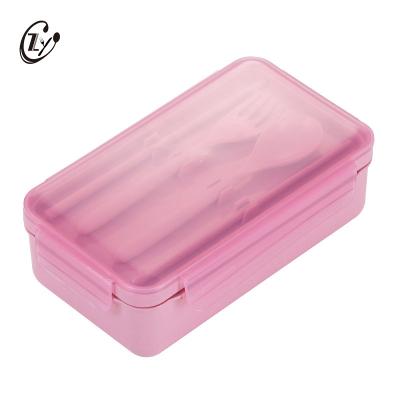 China Hot Selling Sustainable Portable Leakproof Lunch Box Plastic Straw Bento Box For Travel Camping Wheat School for sale