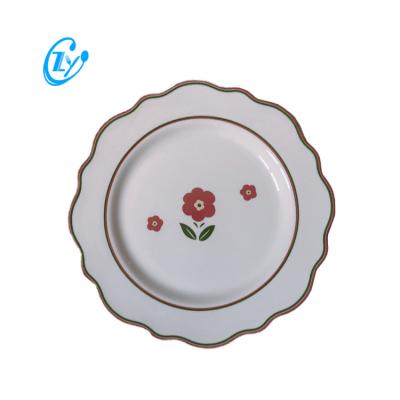 China Food Safe Viable Flower Edge Wave Ceramic Dishes 8 Inch Tableware Tulip Dish Sets for sale