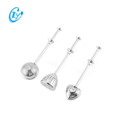 China Long Handle Sustainable Reusable Telescopic Tea Tools Filter Ball Stainless Steel Tea Infuser Strainer for sale