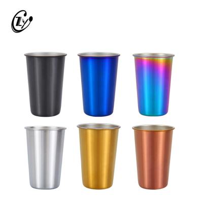 China Viable Custom Logo 17oz Stainless Steel Coffee Single Wall Beer Mug With Straw And Lid for sale