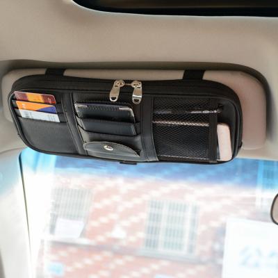 China Simple Color No Pattern Car Sun Visor Glass Holder Car Sun Visor Glasses Clip Car Sun Visor Organizer For Card Money Storage for sale