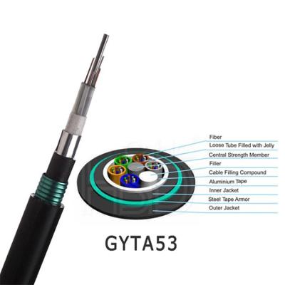 China Direct Buried / Tube / Rodent Proof SM Double GYTA53 Sheath 96 Core Fiber Optic Cable Conduit Wholesale Price for sale