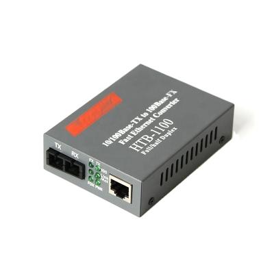 China FTTH FTTB FTTX Network 2KM SC Converter HTB-1100 10/100Mbps RJ45 Multimode Duplex Fiber Media Converter for sale