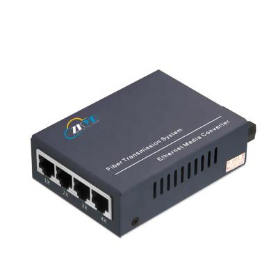 China FTTH 10/100/1000M Fiber Optic Media Fiber Optic Media Converter 1 Port +4 Port RJ45 Gigabit for sale