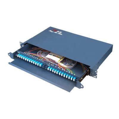 China Fiber Cable End Pull Slip Type Fully Equipped FTTH 48 Cores LC Fiber Optic Patch Panel for sale