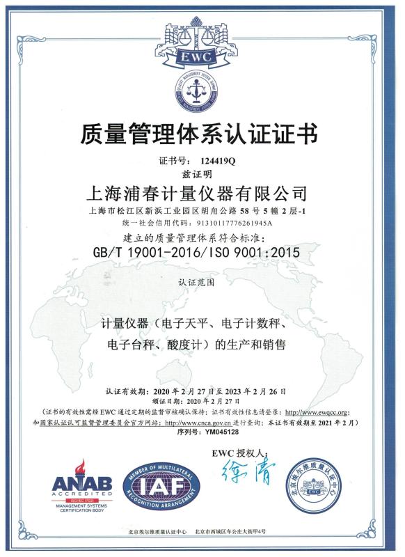 ISO9001 - Shanghai Puchun Measure Instrument Co., Ltd.