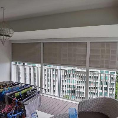 China Custom Outdoor External Remote Control Window Vintage Zipper Windproof Roller Shade for sale