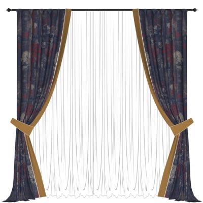 China QINGYING blackout factory customized 100% polyester jacquard fabric kitchen curtains church curtains for sale for sale