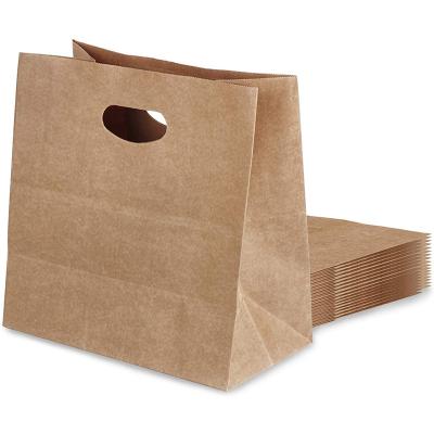 China Newest Fashion Eco-Friendly Brown Custom Die Cut Retail Kraft Paper Handle Bag Tote Grocery Bread Takeout Bags for sale