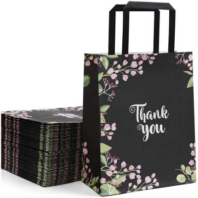 China Eco-friendly Portable Custom Kraft Paper Bags With Handles Floral Design For Business Donut Shop Gifts Wedding Favors Retail for sale