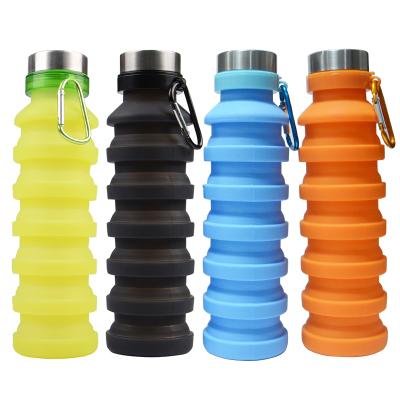 China 550ML Silicone Outdoor Sport Sustainable Custom Eco - Friendly Leakproof Collapsible Water Bottle for sale