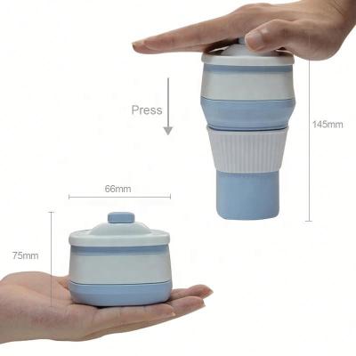 China Sustainable Outdoor Reusable 300ml Travel Folding Portable Silicone Coffee Tea Water Drinking Cup for sale