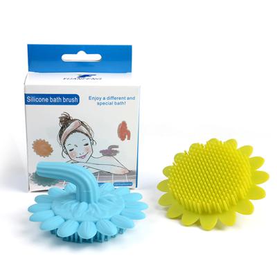 China All Natural Baby Shower Head Shampoo Hair Brush Silicone Bath Exfoliating and Massage Brush For Crib for sale