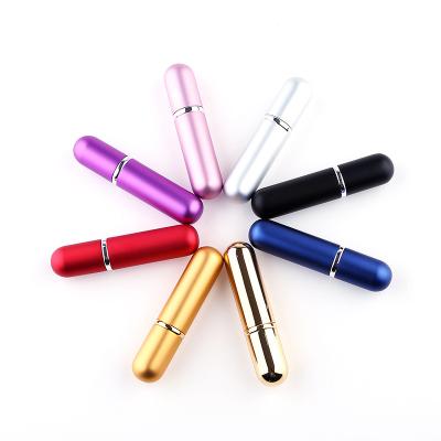 China 5ml Recyclable Small Size Aluminum Perfume Atomizer Bottles Colorful Portable Refillable Perfume Spray Bottles for sale