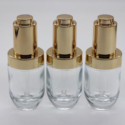 China Personal Care Unique Transparent Round Shape Perfume Serum 1 Ounce 30ml Glass Dropper Bottles For Essential Oil for sale