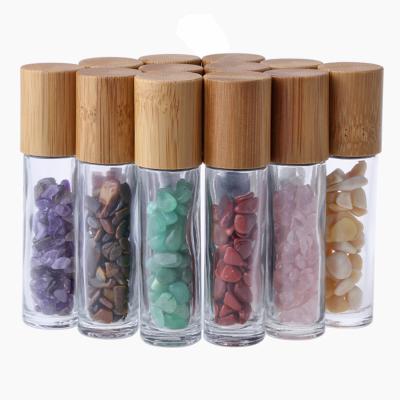 China Recyclable Natural Gemstone Rollball Bottles 10ml For Essential Oil Perfume Refillable Roll On Glass Bottle for sale