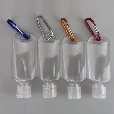 China Wholesale 30ml 50ml PET Recyclable Plastic Bottle Empty Hand Sanitizer Bottles With Random Hook For Travel for sale