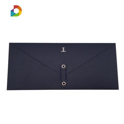 China Recycled Materials Custom Printed Recyclable Kraft Paper Envelope With Button And String Closure Handmade Paper Envelopes for sale