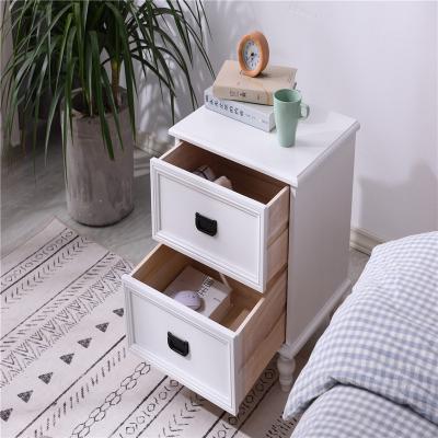 China Small Wooden Bedside Cabinets Drawer Storage Pine Bedside Cabinet White Bedside Table for sale