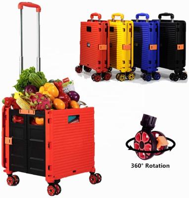 China Fashion Folding Folding Serving Trolley Rolling Cashier Trolley 4 Wheeled Portable Trolley Shopping Trolley for sale