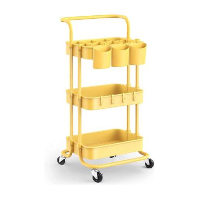 China 3 Tier Modern Demountable Simple Installation Desktop Utility Rolling Cart For Kitchen And Bathroom for sale