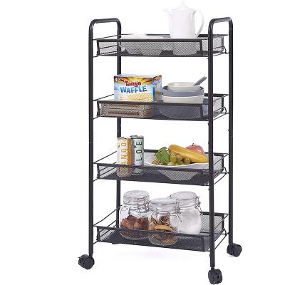 China 3-Tier Corrosion Protection Metal Rolling Storage Cart Storage Utility Shelves for sale