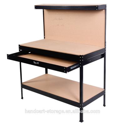 China Easily Assembled Heavy Duty Metal Work Table Screw Fix System With Steel Drawers Workbench for sale