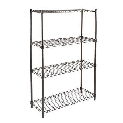 China Adjustable Heavy Duty Shelving Unit Corrosion Protection 4-Shelf Steel Organizer Chrome Wire Storage Rack for sale