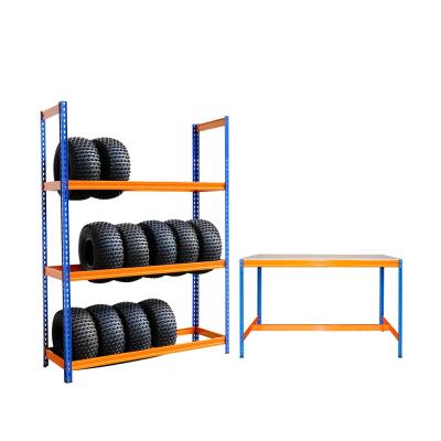 China Corrosion Protection Garage Storage Tire Racking 200KG Per Layer Powder Coated Heavy Duty Metal Warehouse Storage Rack Shelf For Tire for sale