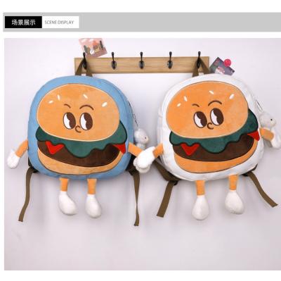 China Portable Cute Hamburger backpack 2022 women Personality ins Style Canvas Round Shoulder backpacks for sale