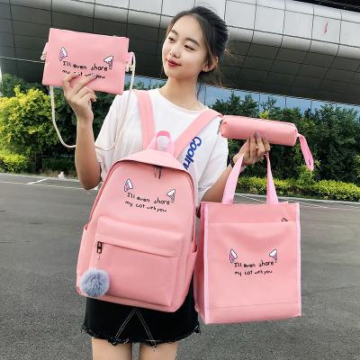 China Portable women 2022 new print 4 piece 1 set student school bag leisure travel backpacks wholesale for sale