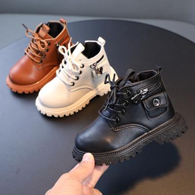 China Other kids Winter New British Short Boots Boys Fashion Martin Boots Girls Side Zipper Soft Sole Boots for sale